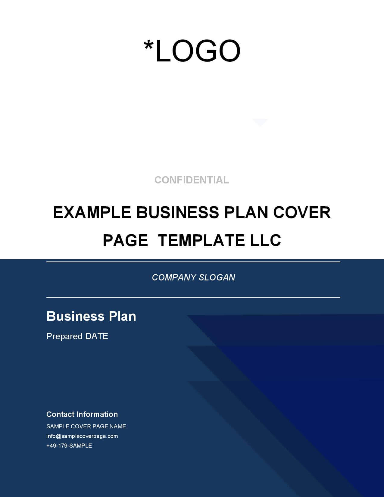 Business Plan Cover Page Template BrainHive Business Planning